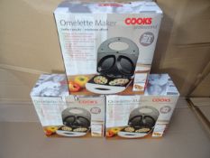 3 x Cooks Professiomal Omlette Makers. 'Perfect Results, minimum effort' Very high retail value!