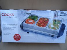 2 x Cooks Professional 3 Section Mini Buffet Server. Keeps food hot, ready to serve at the table
