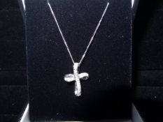 1 x 9 Carat White Gold Curb Chain with Diamond Cross Pendant. Stunning piece! Original manufacturers