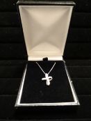 1 x 9 Carat White Gold Chain and Diamond Cross Pendant. Original Manufacturers RRP £199! FREE UK