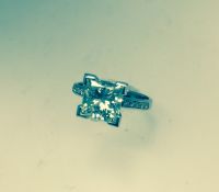 3.01 ct diamond ring princes cut set in 14k White gold ring