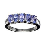 A beautiful 1.75 carat Oval Cut Tanzanite And Platinum Over Sterling Silver Ring.
size N-O