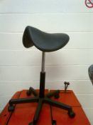 Used Sally saddle - gives good posture when working for long periods at a desk or computer