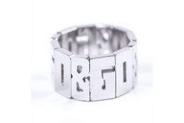 D&G Silver Flex Overlap Ring Size 19 (By D&G Jewels).RRP £129 - Brand New & Boxed