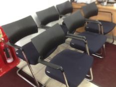 6x Quality conference chairs upholstered in dark blue.