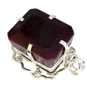 Large Emerald Cut Ruby and Silver Pendant - 391.38ct. Appraisal value $27,113.00 approx £17,830.40