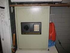 1x Nutool SF20-2 Electronic Digital Safe, 1x microwave oven, 1x floor standing fridge