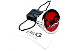 Men’s D&G Seal Ring In Silver & Red, Euro Size 23 RRP £69