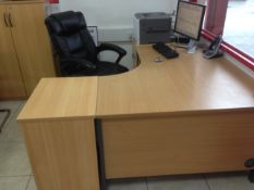 High quality beech effect corner office desk with two lockable pedestals and managers chair