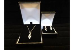 Beautiful 9 carat white gold 18 inch fine chain and pendant compromising of 4 x 0.5mm Round Diamonds