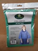 60 x 'Step out' Childrens Ponchos. Approx size: 45 inch. (114cm) x 72 inch (183cm) Vinyl material