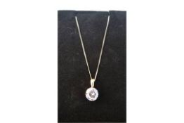 9 Carat Yellow Gold Chain with Solitaire pendant Cubic Zirconia. Retail value £109. UK TRACKED