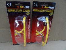 10 x Am-Tech Quality Tools. Folding Safety Goggles. Lightweight, comfortable safety goggles with