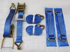 50MM x 4MT Recovery RATCHET WHEEL STRAPS OVAL LINKS Kit Tie Down Lashing Trailer - BRAND NEW