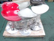 1 x Pallet (42) to contain 6 x Devine Bar Stools. Includes: 2 x Silver, 2 x Red, 1 x White and 1 x