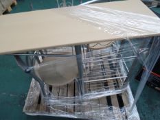 1 x Pallet (43) to contain 2 x Metal and Oak Effect Chairs, 1 x Metal and Oak Effect breakfast bar