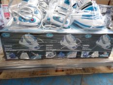 1 x Pallet (3) to contain 12 x Quest 2600W Steam Generator irons.  With Aluminium covered stailess