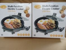2 x Quest 1500W Multi Function Electric cookers. Non stick surface, adjustable thermostat, toughened