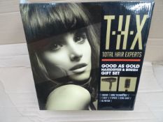 1 x THX Total Hair Experts. Good As Gold Hair Dryer and Brush Gift Set. 2000W. Ionic technology. 3