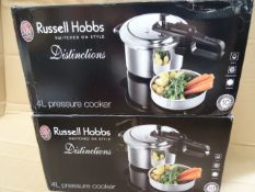 2 x Russell Hobbs Distoinctions 4L Pressure Cookers. Very high retail value! Unchecked/Untested