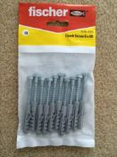 BOX CONTAIINING  85  PACKS OF   FISCHER FIXINGS    6 MM X  50 MM  COACH SCREW    10  PER PACK