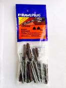 60 PACKS OF RAWLPLUG BROWN BRICKWORK FIXINGS 16 PER PACK WITH DRILL BIT NYLON PLUG AND SCREW