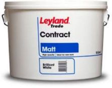 2 x LEYLAND TRADE CONTRACT MATT BRILLIANT WHITE EMULSION 10L