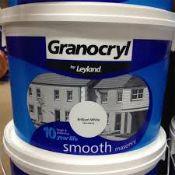 2 xGRANOCRYL SMOOTH MASONRY PAINT  BRILLIANT WHITE 10 LITRE