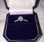 0.84 CT  DIAMOND ENGAGEMENT RING 14K WHITE GOLD