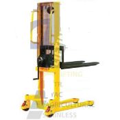 1 X 1000KG WINCH STACKER X 1500MM FORK HEIGHT X 1150MM FORK LENGTH X SINGLE POLY ROLLER X PU