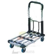 1 X 150KG ALUMINIUM PLATFORM TRUCK 500MM X 420MM PLATFORM (BLACK HANDLE) - BRAND NEW 
Light, easy to