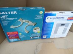 2 x Analyser scales to include  1 x salter UST Glass and 1 x Weight watchers ultra slim glass body