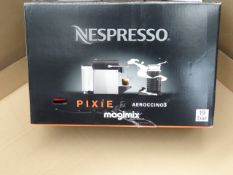 1 x NESPRESSO Magimix Pixie coffee machine with Aeroccino. •Includes Aeroccino 

•Folding drip