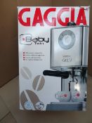 1 x Gaggia Twin Baby Class R18157/40 Manual Coffee Machine. •Dimensions: 24.5x40x26.5cm
•Material: