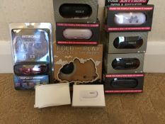 LOT of 10 x SPEAKERS - Including ORIGAUDIO ROCK-IT SPEAKERS (£19.99 each)_Brand NEW_Boxed_. NO VAT