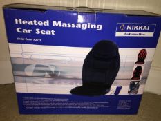 Heated Massaging Car Seat- Heated massaging car seat with AC and DC adapter for in-car or home/