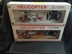 2 x 4 Channel Indoor I/R Helicopters - Infrared, high-grade metallic co-axial helicopter. EAN -