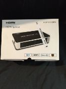 2 Way HDMI Splitter- Splits a HDMI source into two HDMI outputs without signal loss- Built-in EDID