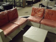 Brand New 7 piece White all weather corner sofa set with corner side table