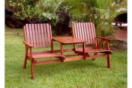 Solid Hardwood Tete a Tete Bench Set.