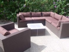 Brand New & Boxed HIGH QUALITY 7 PIECE BROWN CORNER SOFA SET.