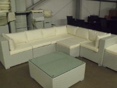 Brand New 9 Piece all weather corner sofa set with foot stool and single low seat plus coffee table