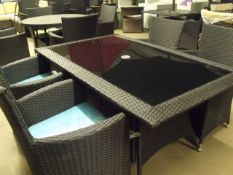 brand new 5 piece black all weather top quality rattan patio set