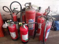 11 x Various Fire Extinguishers Removed From Car Body Repair Shop