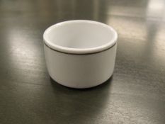 73 x butter pots white porcelain with a silver band
50mm wide