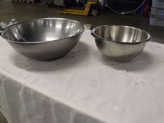 pair of stainless steel mixing bowls