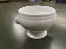 36 x plain white lions head soup bowls in crates