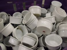 100 x white porcelain ramekins mixed sizes