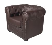 Brand New & Boxed Single Seater Chesterfield
Matt Brown Faux Leather Upholstery
Great Quality
size