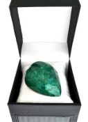 A large 762.30ct Pear Cut Green Beryl Gemstone. Appraisal value $19,819.00 approx £12,863.22
